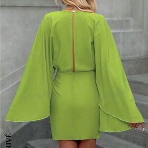 Green,black and orange color dress